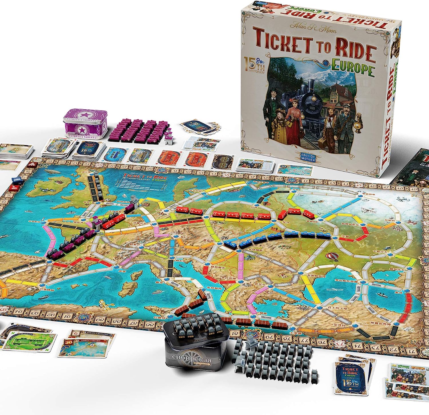 ボードゲーム 英語 アメリカ 海外ゲーム 送料無料 Ticket To Ride Europe Board Game 15th Anniversary Deluxe Edition Family Board Game Train Game Ages 8 For 2 To 5 Players Average Playtime 30 60 Miボードゲーム 英語