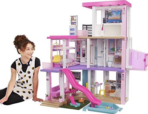バービー バービーあやつり人形 日本未発売 プレイセット 付属物 Barbie Dreamhouse (3.75-フィート) 3-Story Dollhouse Playset with Pool \u0026 Slide, Party Room, Elevator, Puppy Play Area, Customizable Lights \u0026 Soバービー バービーあやつり人形 日本未発売 プレイセット 付属物