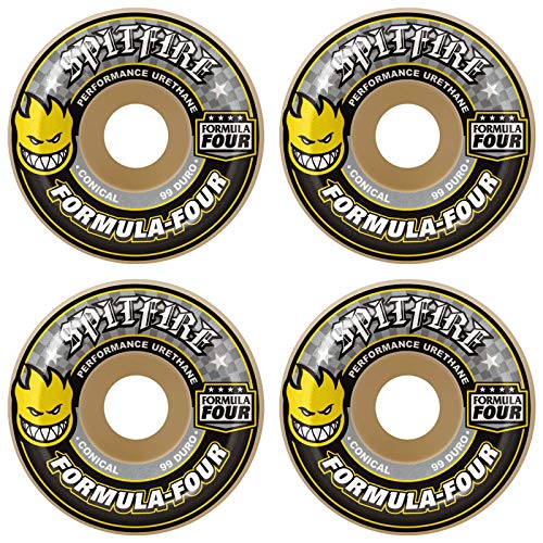 ウィール タイヤ スケボー スケートボード 海外モデル Spitfire Formula 4 99a Conical 52mm White W Yellow Black Skateboard Wheels (Set of 4)ウィール タイヤ スケボー スケートボード 海外モデル