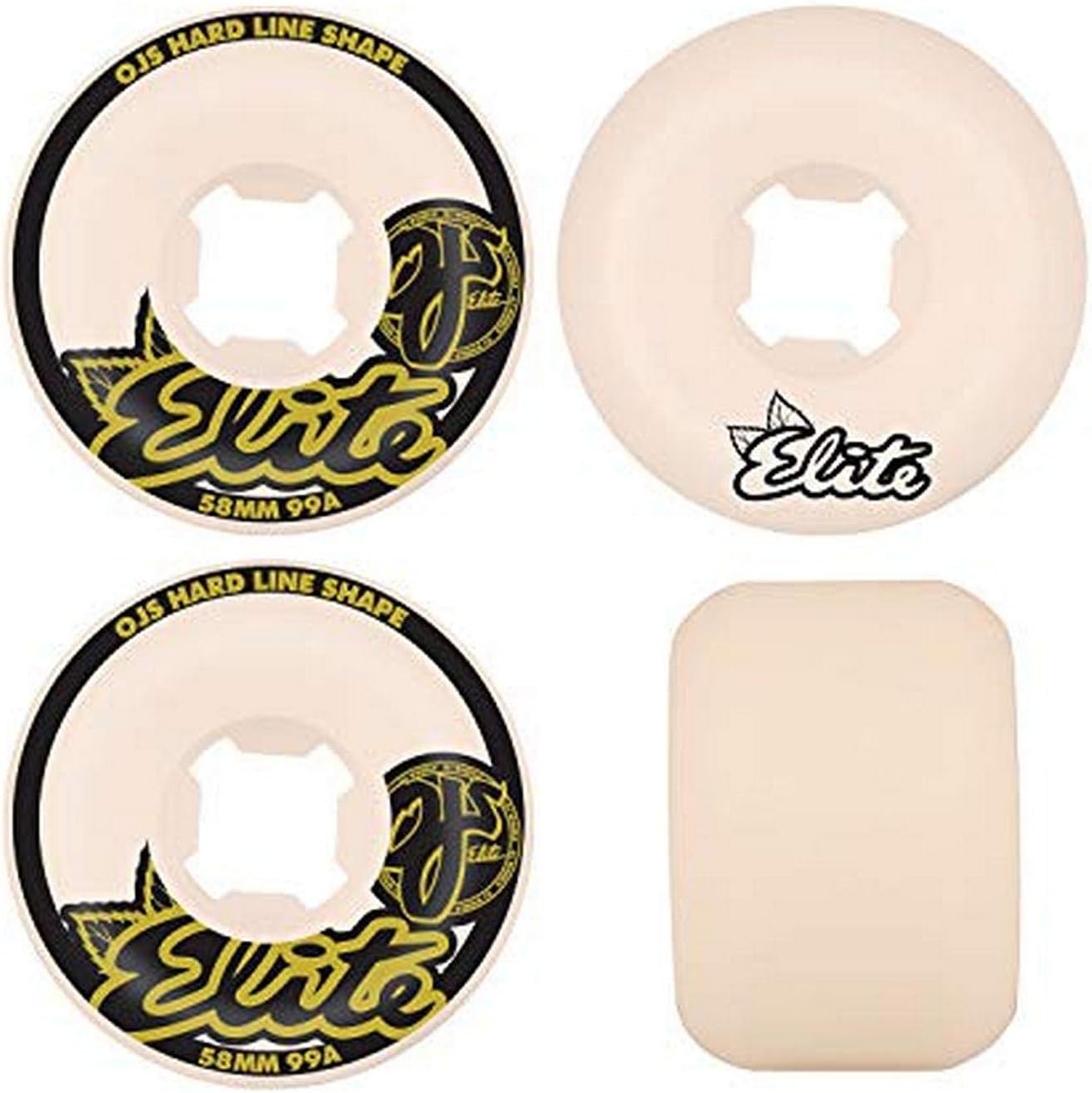 ウィール タイヤ スケボー スケートボード 海外モデル 【送料無料】OJ Elite Hardline Skateboard Wheels 99A WHT/GLD/BLK 58mmウィール タイヤ スケボー スケートボード 海外モデル