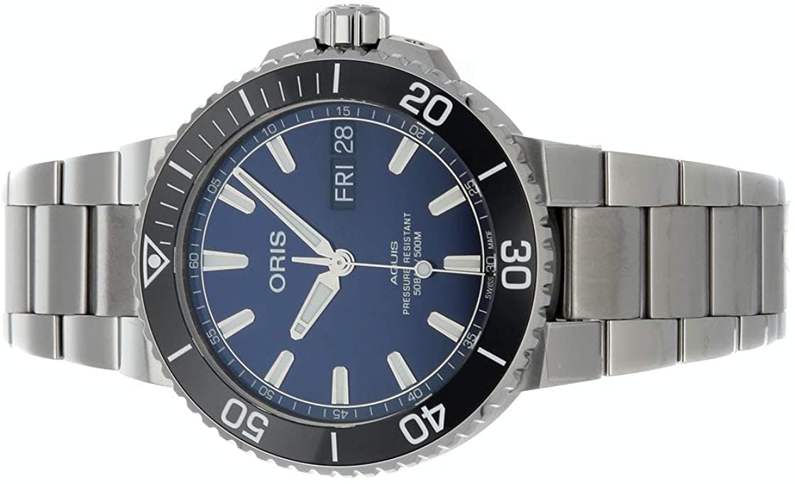 リストウオッチ オリス メンズ 貨物輸送無料 Oris Aquis Mechanical Automatic Blue Dial Watch 01 752 7733 4135 07 8 24 05peb Pre Owned 腕時計 オリス メンズ Wasit Alkadhum Col Edu Iq