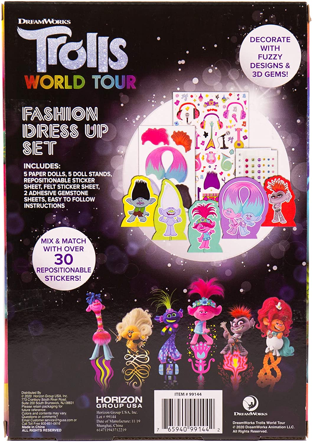 トロールズ アメリカ直輸入 アニメ 映画 ドリームワークス 送料無料 Trolls World Tour Fashion Dress Up Dolls Set By Horizon Group Usa Includes 5 Paper Dress Up Dolls Mix Match Over 30 Reトロールズ アメリカ直輸入 アニメ 映画 ドリームワークス