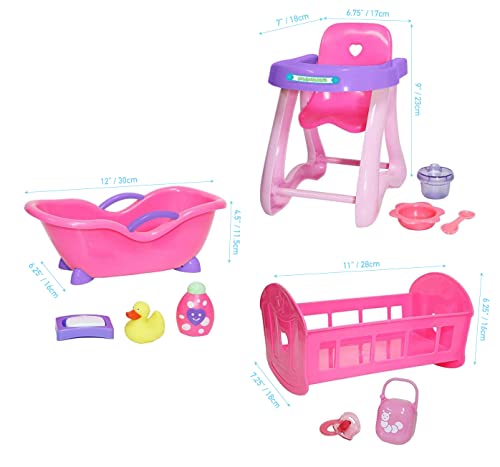 ジェーシートイズ みどり児 おままごと もの言う花あやつり人形 JC Toys Deluxe Doll Accessory Bundle | High Chair, Crib, Bath and Extra Accessories for Dolls up to 11\
