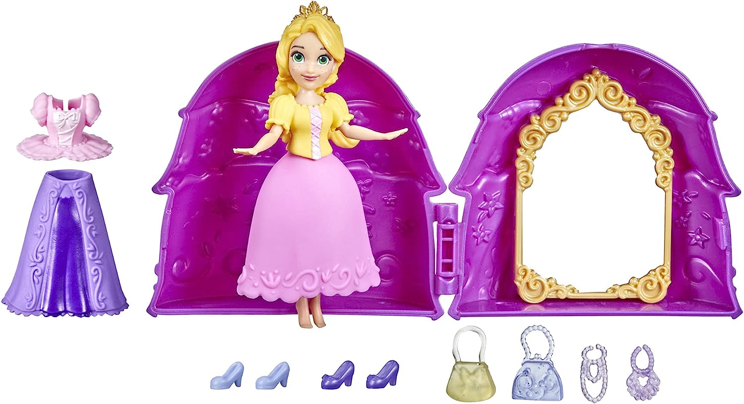 円柱の年長者のラプンツェル タングルド ウォルトディズニー姫 貨物輸送無料 Disney Princess Secret Styles Fashion Surprise Rapunzel Mini Doll Playset With Extra Clothes And Accessories Toy For Girls 4塔の上のラプンツェル タングルド ディズニープリンセス