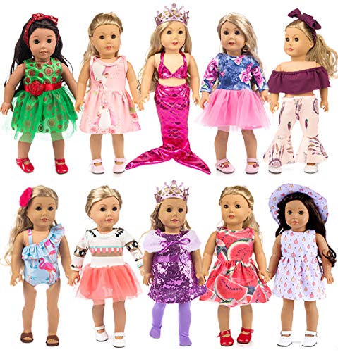 アメリカンガールドール 赤ちゃん おままごと ベビー人形 ebuddy 10 Set 18 Inch Doll Clothes - Fashion Outfit Fit for 18 inch Girl Doll (Only Clothesl)アメリカンガールドール 赤ちゃん おままごと ベビー人形|angelica