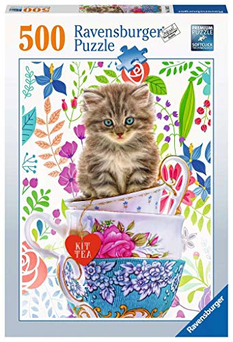 クジグソーパズル 海外製 500ピース ティーカップの子猫 子ネコ 約50x36センチ ペット・動物 Ravensburger｜angelica