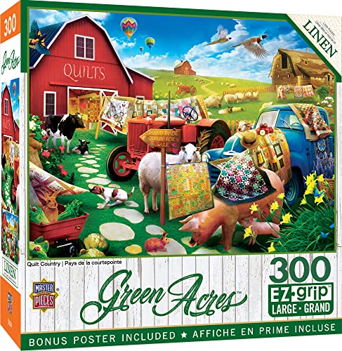 ジグソーパズル 海外製 アメリカ MasterPieces - 300 Piece Jigsaw Puzzle, Large EZ Grip Shapes, Quilt Country, Fun for Adults, Seniors, Family, Kids, Matte Finish, 18" x24ジグソーパズル 海外製 アメリカ｜angelica
