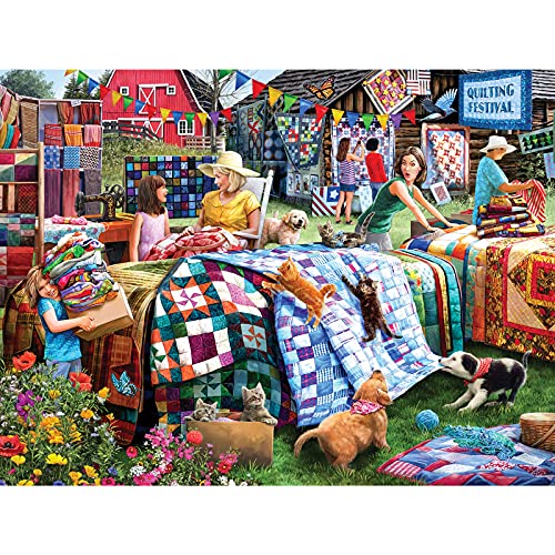 ジグソーパズル 海外製 アメリカ Bits and Pieces 500 Piece Puzzles for Adults - Quilting Festival - Large 18" x 24" Jigsaw Puzzles 500 Pieces Americana Farm Quilt, No 2 Pieces Alikeジグソーパズル 海外製 アメリカ|angelica