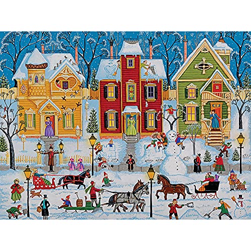 ジグソーパズル 海外製 アメリカ Bits and Pieces ? 1000 Piece Jigsaw Puzzle for Adults ? After The Snow Has Fallen - Winter Holiday Town Horse Sleigh Children Snowmen Season Jigsaw Puzzle by Artist Joseph Holodookジグソーパズル 海外製 アメリカ|angelica
