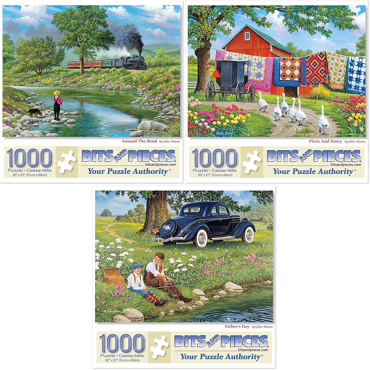 謎謎 外国で製 貨物輸送無料 Bits And Pieces Value Set Of Three 3 1000 Piece Jigsaw Puzzles For Adults Each Puzzle Measures X 27 1000 Pc Around The Bend Plain