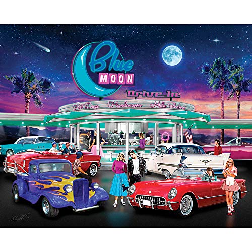 ジグソーパズル 海外製 アメリカ Bits and Pieces ? 1000 Piece Jigsaw Puzzle for Adults ? Blue Moon Drive in - 50's Diner Movie Theater Car Jigsaw Puzzle by Artist Chris Dobrowolski, Completed Puzzle Size: 20" x 27"ジグソーパズル 海外製 アメリカ|angelica