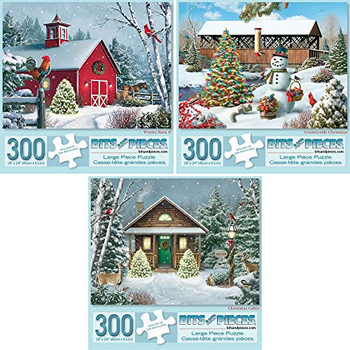 ジグソーパズル 海外製 アメリカ Bits and Pieces Set of Three 300 Piece Jigsaw Puzzles for Adults Christmas Holiday Snowman Jigsaw Puzzles Large Pieces 18" x 24" No 2 Pieces Alikeジグソーパズル 海外製 アメリカ｜angelica