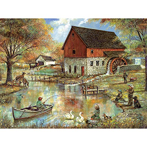 ジグソーパズル 海外製 アメリカ Bits and Pieces - 1000 Piece Jigsaw Puzzle for Adults 24" x 30" - The Old Mill Pond - 1000 pc Classic Country Farm Jigsaw by Artist Ruane Manningジグソーパズル 海外製 アメリカ|angelica