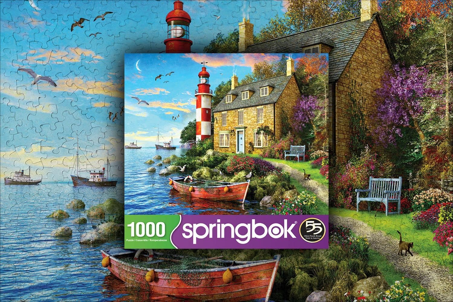 パズル 海外製 米国 送料無料 Springbok S 1000 Piece Jigsaw Puzzle The Cottage Lighthouse Made In Usaジグソーパズル 海外製 アメリカ Filmmakers Pro Br