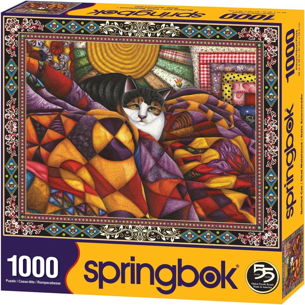 判じ物 外国で製 アメリカ 送料無料 Springbok S 1000 Piece Jigsaw Puzzle Quilted Cat Made In Usaジグソーパズル 海外製 アメリカ Musiciantuts Com