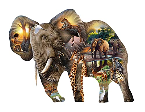 ジグソーパズル 海外製 アメリカ SUNSOUT INC Elephant Habitat Shaped 1000 pc Jigsaw Puzzleジグソーパズル 海外製 アメリカ