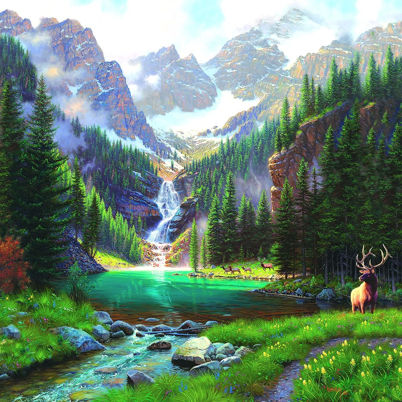 ジグゾーパズル 海外製 米国 送料無料 Elk At The Waterfall 1000 Piece Jigsaw Puzzle By Sunsoutジグソーパズル 海外製 アメリカ I Surgical Com