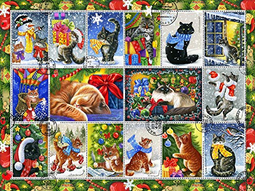 ジグソーパズル 海外製 アメリカ Vermont Christmas Company Christmas Cat Stamps Jigsaw Puzzle 550 Pieceジグソーパズル 海外製 アメリカ｜angelica