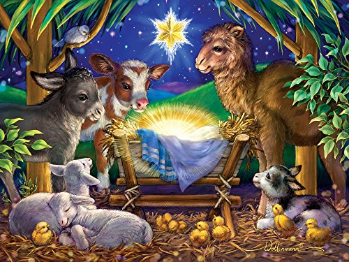ジグソーパズル 海外製 アメリカ Vermont Christmas Company A Child is Born Jigsaw Puzzle for Adults & Families - 550-Piece Christmas Jigsaw Puzzles for Adults with Randomly Shaped Pieces - Fully Interlocking Puzzles (24" ジグソーパズル 海外製 アメリカ|angelica