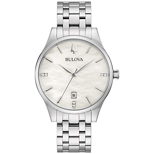 ウォッチ ブローバ レディース Bulova Ladies\u0027 Classic Diamond Dial Stainless Steel 3-Hand Calendar Date Quartz Watch, White Mother-of-Pearl Style: 96P220ウォッチ ブローバ レディース