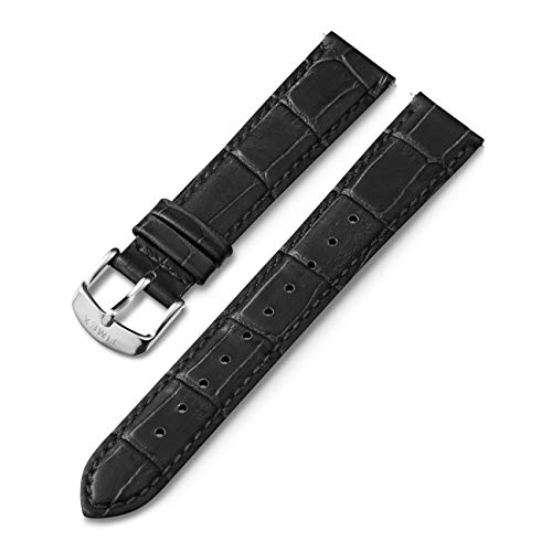 腕時計 タイメックス レディース Timex 18mm Genuine Leather Quick-Release Strap ? Black Croco with Silver-Tone Buckle腕時計 タイメックス レディース｜angelica