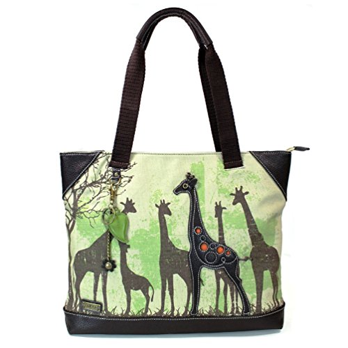 chala バッグ パッチ カバン かわいい CHALA Canvas Tote Bag - Women Shoulder Purse with Detachable Charm/Keychain - Giraffe - sandchala バッグ パッチ カバン かわいい｜angelica