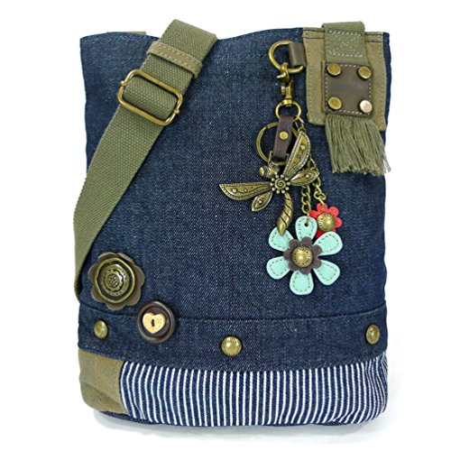 chala バッグ パッチ カバン かわいい CHALA Patch Cross-Body Women Handbag, Canvas Messenger Bag, Metal Dragonfly - Denimchala バッグ パッチ カバン かわいい