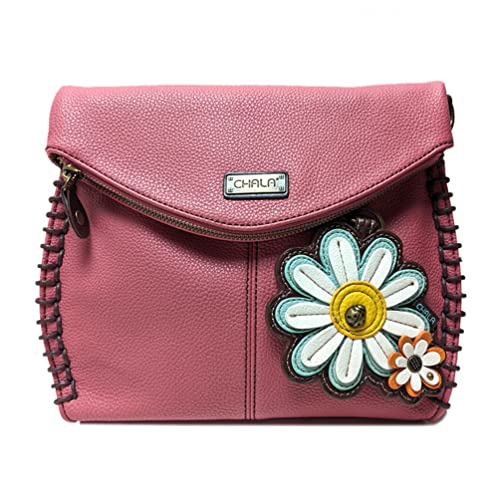 chala バッグ パッチ カバン かわいい Chala Charming Crossbody Bag With Flap Top | Cross-Body Purse or Shoulder Handbag with Dasiy Key fob - Pinkchala バッグ パッチ カバン かわいい|angelica