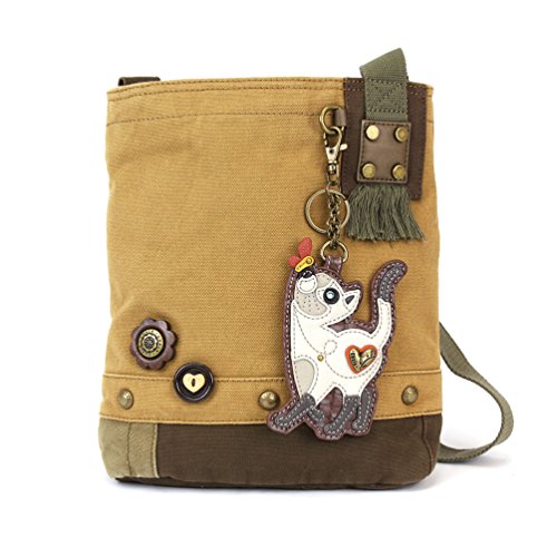 chala バッグ パッチ カバン かわいい CHALA Handbags Canvas Crossbody Messenger Bags with White Slim Cat Coin Purse Combo (Brown)chala バッグ パッチ カバン かわいい