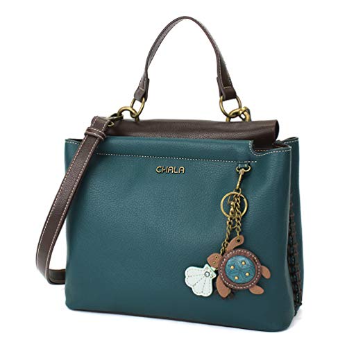 chala 御徒面子 継ぎ切れ 鞄 愛くるしげ CHALA Charming Satchel with Adjustable Strap - Mini Keychain Turtle - Turquoisechala 御徒面子 継ぎ切れ 鞄 愛くるしげ