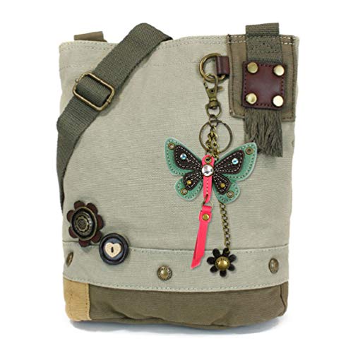 chala 御徒面子 継ぎ切れ 鞄 愛くるしい CHALA Womens\u0027 Canvas Patch Crossbody Handbag with Keyfob- Sand (Mini Teal Butterfly)chala 御徒面子 継ぎ切れ 鞄 愛くるしい