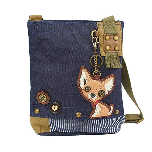 chala バッグ パッチ カバン かわいい Chala Patch Cross-Body Women Handbag, Canvas Messenger Bag - Chihuahua Denimchala バッグ パッチ カバン かわいい