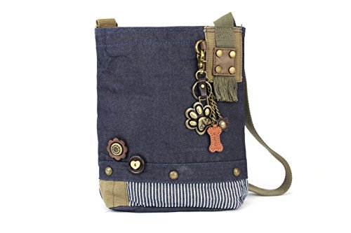 chala バッグ パッチ カバン かわいい CHALA Patch Cross-Body Women Handbag, Canvas Messenger Bag - Metal Charming Paw Print - Denimchala バッグ パッチ カバン かわいい