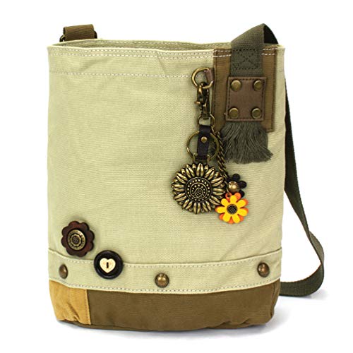 chala 御徒面子 継ぎ切れ 鞄 愛くるしい CHALA Handbag Canvas Crossbody Messenger Bag Patch Crossbody - Metal Sunflower - Sandchala 御徒面子 継ぎ切れ 鞄 愛くるしい
