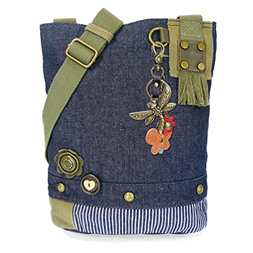 chala バッグ パッチ カバン かわいい Chala Patch Cross-Body Women Handbag, Canvas Messenger Bag (Metal Dragonfly-3_ Denim)chala バッグ パッチ カバン かわいい