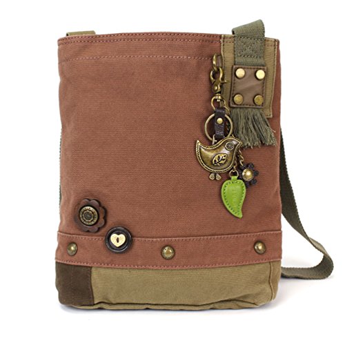 chala 御徒面子 継ぎ切れ 鞄 愛くるしい CHALA Handbag Canvas Crossbody Messenger Bags - Metal Bird - Mauvechala 御徒面子 継ぎ切れ 鞄 愛くるしい