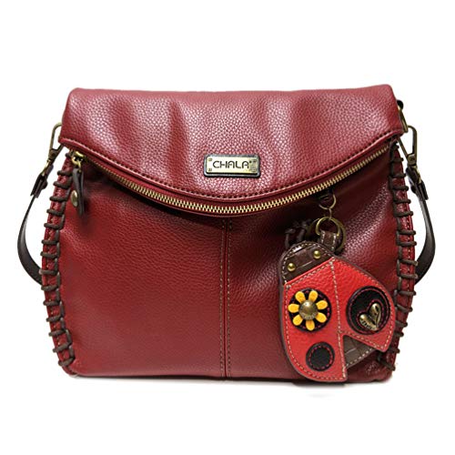 chala バッグ パッチ カバン かわいい CHALA Charming Crossbody Bag Shoulder Handbag With Flap Top and Zipper Burgundy (Ladybug Coin Purse)chala バッグ パッチ カバン かわいい|angelica