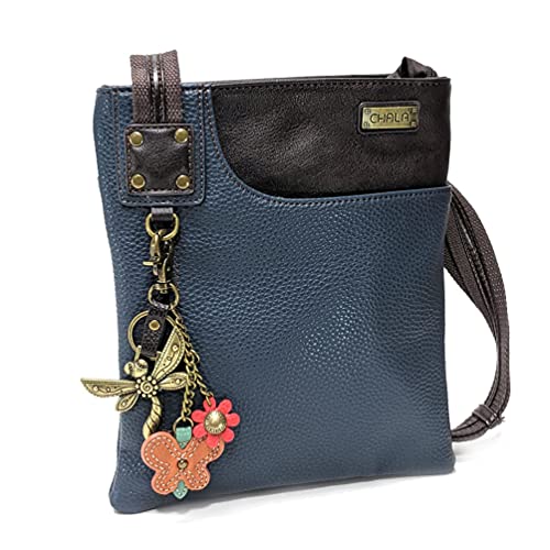 chala 御徒面子 継ぎ切れ 鞄 愛くるしい CHALA SWING Pack Small Cross-Body Purse with Metal Mini Keychain (Navy_ Metal Dragonfly with Orange Butterfly)chala 御徒面子 継ぎ切れ 鞄 愛くるしい