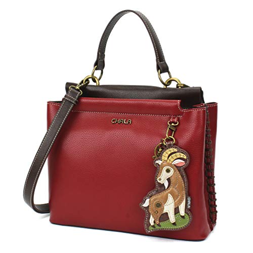 chala 御徒面子 継ぎ切れ 鞄 愛くるしげ CHALA Charming Satchel with Adjustable Strap - Goat - Burgundychala 御徒面子 継ぎ切れ 鞄 愛くるしげ