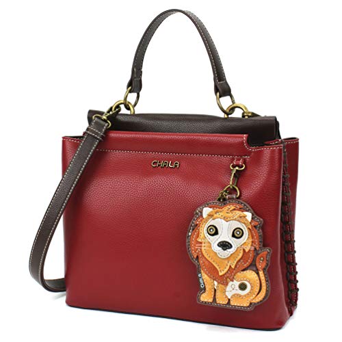 chala 御徒面子 継ぎ切れ 袋 愛くるしい CHALA Charming Satchel with Adjustable Strap - Lion - Burgundychala 御徒面子 継ぎ切れ 袋 愛くるしい