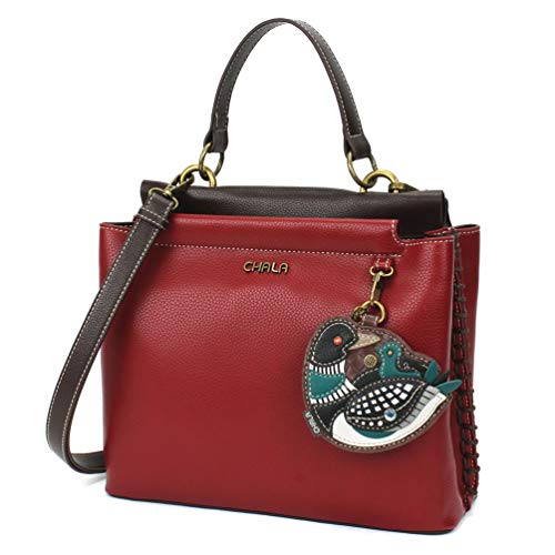 chala 御徒面子 継ぎ切れ 袋 愛くるしい CHALA Charming Satchel with Adjustable Strap - Loon Bird - Burgundychala 御徒面子 継ぎ切れ 袋 愛くるしい