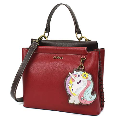 chala 御徒面子 継ぎ切れ 袋 愛くるしい CHALA Charming Satchel with Adjustable Strap - Unicorn - Burgundychala 御徒面子 継ぎ切れ 袋 愛くるしい