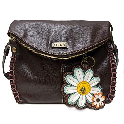 chala バッグ パッチ カバン かわいい CHALA Charming Crossbody Bag Shoulder Handbag With Flap Top and Zipper Dark Brown (Leather Diasy)chala バッグ パッチ カバン かわいい｜angelica 20,723円