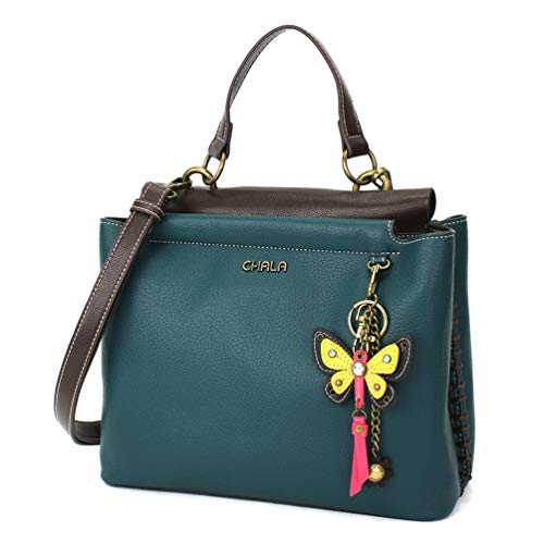 chala 御徒面子 継ぎ切れ 袋 愛くるしい CHALA Charming Satchel with Adjustable Strap - Mini Keychain Yellow Butterfly - Turquoisechala 御徒面子 継ぎ切れ 袋 愛くるしい
