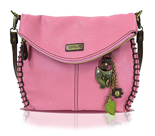 chala バッグ パッチ カバン かわいい Chala Charming Crossbody Bag With Flap Top | Flap and Zipper Cross-Body Purse or Shoulder Handbag with Metal Chain - Pink - Metal Owlchala バッグ パッチ カバン かわいい