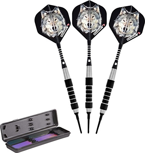 海外輸入品 ダーツ Elkadart Lone Wolf Soft Tip Darts with Storage Travel Case, 18 Grams,Black海外輸入品 ダーツ