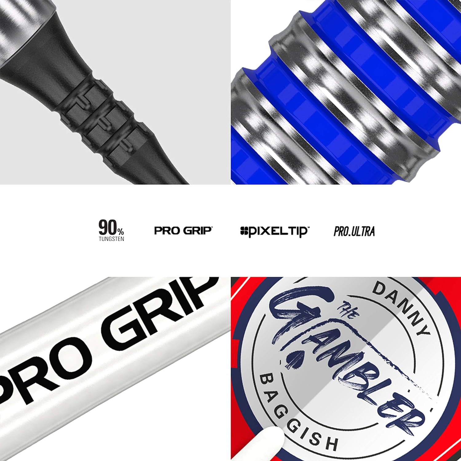 海外輸入品 ダーツ 【送料無料】Target Darts Danny Baggish Gen 1 18G 90% Tungsten Soft Tip Darts Set, Silver, Black and Blue (210112)海外輸入品 ダーツ