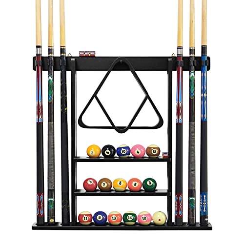 海外輸入品 ビリヤード MoyanSuper Pool Stick Holder Solid Wood Cue Stick Holder Billiard Cue Racks Holds Billiards Accessories for Game Room, Bar, (Black)海外輸入品 ビリヤード