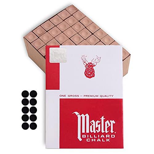 海外輸入品 ビリヤード Master Billiard Pool Cue Chalk Premium Quality - 1 Gross - 144 pcs - Made in The USA + 10 pcs of Quality Billiard Pool Table Spots (Gold)海外輸入品 ビリヤード