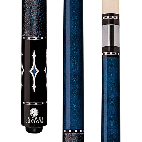 海外輸入品 ビリヤード Lucasi Custom Luminous Blue Birds-Eye Pool Cue with Blue and White Diamond Inlays, 19.5-Ounce海外輸入品 ビリヤード